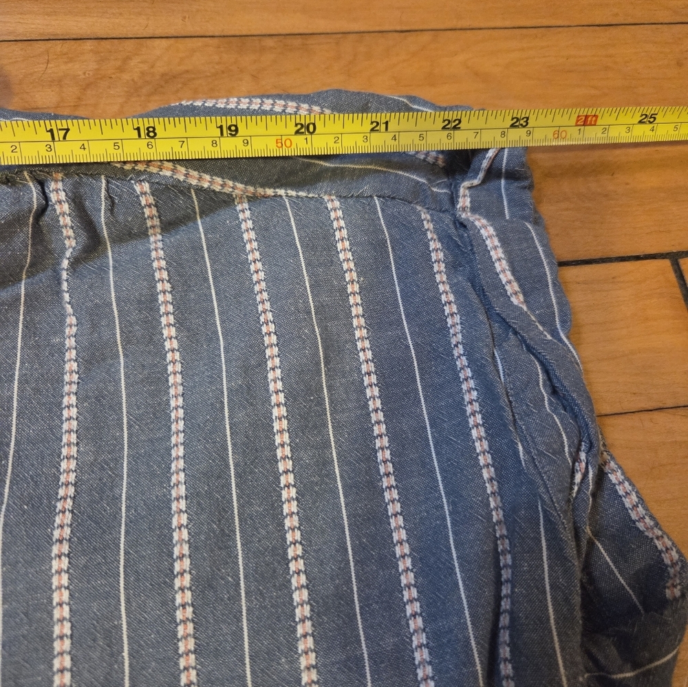 LOFT Oversized Blue Striped Button-Up Shirt Sz L - Picture 7 of 8